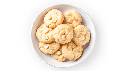 White Chocolate Cookies isolated on white background top view