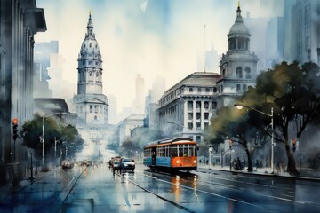 Obraz premium San Francisco downtown skyline illustration