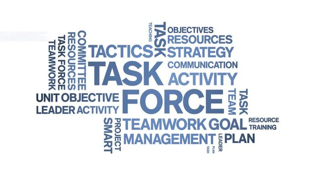 Task Force animated tag word cloud;text design animation kinetic typography seamless loop.