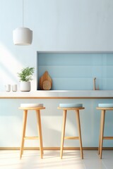 This modern kitchen is an oasis of calm, featuring white furniture, walls, and tables, designed to bring a touch of sophistication and warmth to any living space