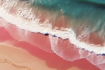 Fototapeta premium Aerial view of beautiful tropical beach with turquoise ocean waves