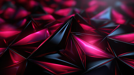 Futuristic Time: Geometric Abstract in Black, Pink, and Red. Generative AI