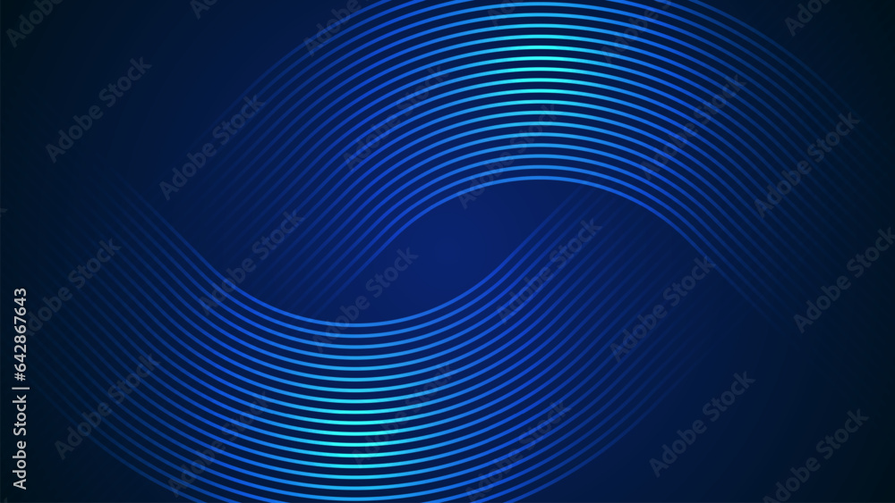 Poster dark blue simple abstract background with lines in a curved style geometric style as the main elemen