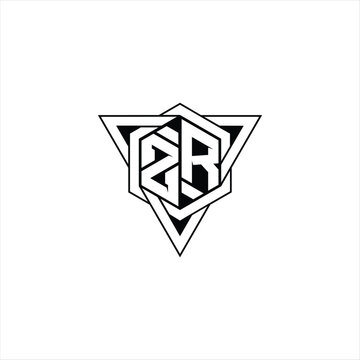 recommend clip art: ZR Letter Logo monogram hexagon shape with triangle geometric outline sharp modern design