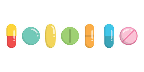 Pills capsules icon in flat style. Medical tablet vector illustration on isolated background. Healthcare drug sign business concept.