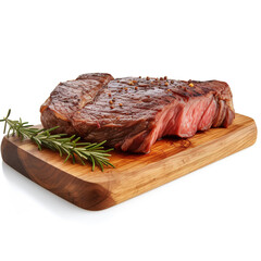 ribeye steak on table isolated white background