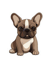 French bulldog, cute, sitting, isolated on white background