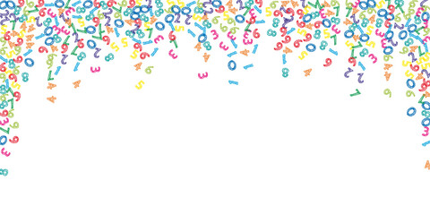Falling colorful sketch numbers. Math study concept with flying digits.