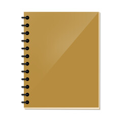 Gold Spiral Notebook Isolated on White