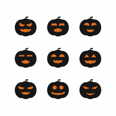 set of halloween pumpkin vector illustration on white background