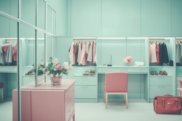 Modern interior of dressing room sweet minimal background.