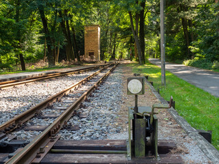 Industrial narrow gauge railway, steam train in Kromlau and Gablenz, - 642882667