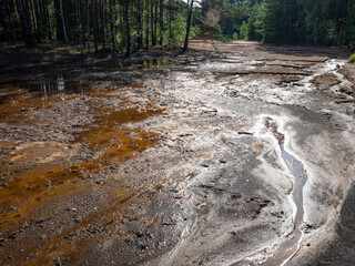 Death water in lignit quarry Leknica, Bad Muskau park - 642882863