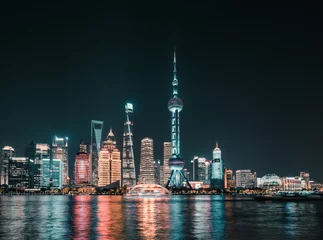 Foto auf Acrylglas Shanghai city skyline at night