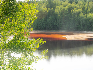Poisoned lake in opencast mine  Muzakow, Leknica - 642883274