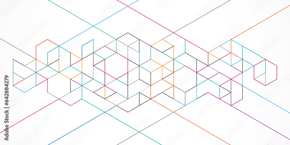 Aufkleber The graphic design elements with isometric shape blocks. Vector illustration of abstract geometric background