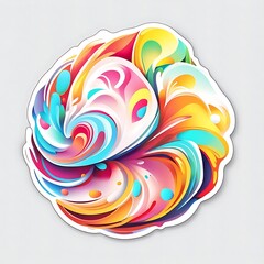 beautiful abstract colorful sticker isolated on white background, Generative AI