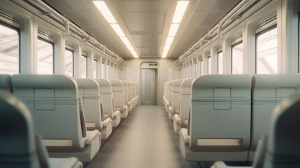 Obraz premium A view of the inside of a train car. Digital image.