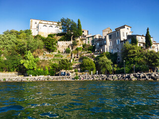 Glimpse of beautiful and picturesque village of Anguillara Sabazia located on the shores of Lake Bracciano with its lush colorful.