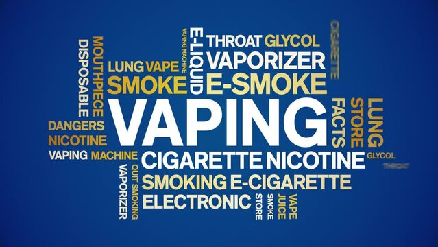 Vaping animated tag word cloud;text design animation kinetic typography seamless loop.