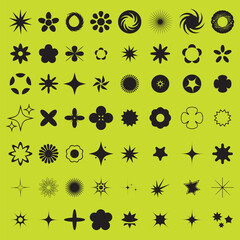 Set of Abstract geometric Y2k shapes trending retro futuristic design elements, infographic shapes. Modern trendy concept with symbols and objects. Retrofuturistic Vector illustration for UI and UX