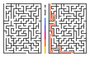 Abstract Maze Puzzle Labyrinth With Entry And Exit. Maze For Activity Book. Problem-Solving Puzzles Games For Workbook. Vector illustration - EPS 10