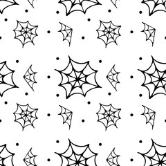 Halloween cobweb seamless pattern on a white background