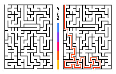 Abstract Maze Puzzle Labyrinth With Entry And Exit. Maze For Activity Book. Problem-Solving Puzzles Games For Workbook. Vector illustration - EPS 10