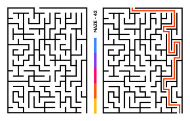 Abstract Maze Puzzle Labyrinth With Entry And Exit. Maze For Activity Book. Problem-Solving Puzzles Games For Workbook. Vector illustration - EPS 10