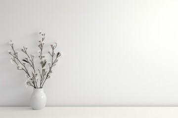 Minimal plant in white vest on white wall background.