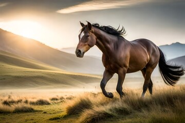 Obraz premium horse in the field generated ai