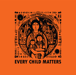 Every Child Matters. National Day of Truth and Reconciliation. Modern creative banner. Orange T-shirt Day.  - obrazy, fototapety, plakaty