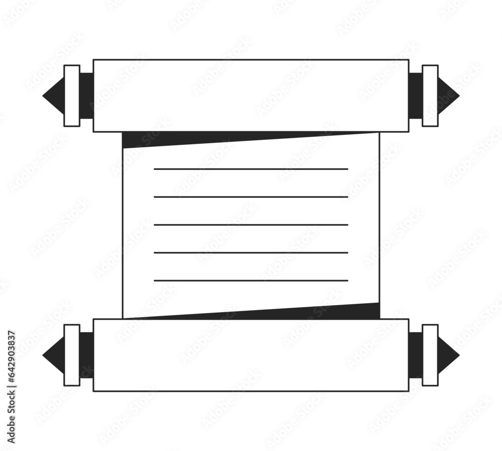 Poster ancient manuscript flat monochrome isolated vector object. message on paper roll. editable black and