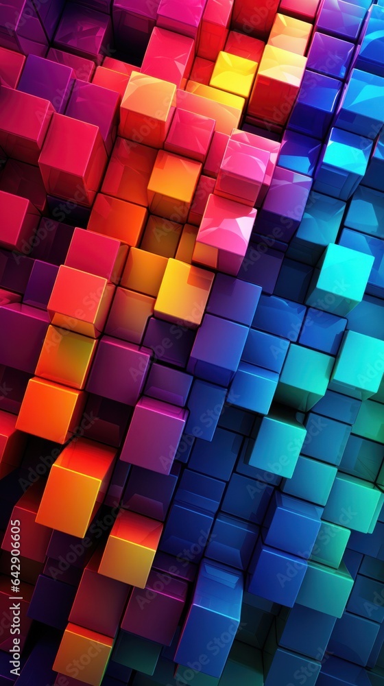 Poster abstract background with colorful glowing cubes.