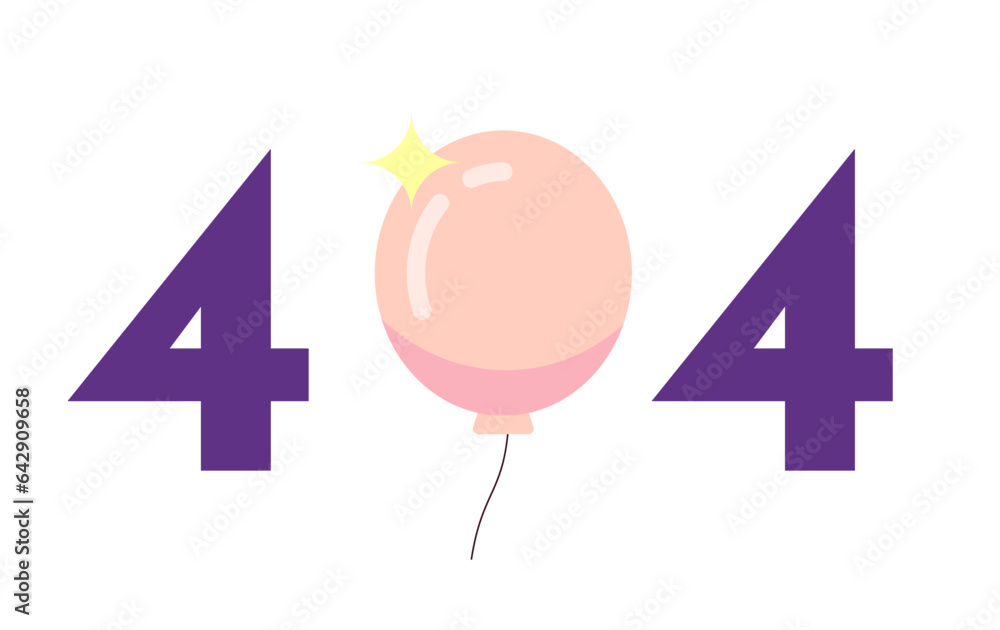 Aufkleber flying balloon with sparkle error 404 flash message. birthday party. opening event. empty state ui d