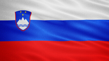 Waving Fabric Texture Of Slovenia National Flag Graphic Background