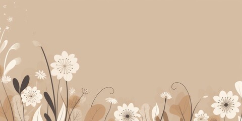 Beautiful abstract beige and white simple doodle cartoon floral design background. beautiful Generative AI AIG32