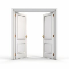 white open double door with a white background