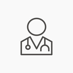physician with stethoscope, doctor, medical icon vector isolated