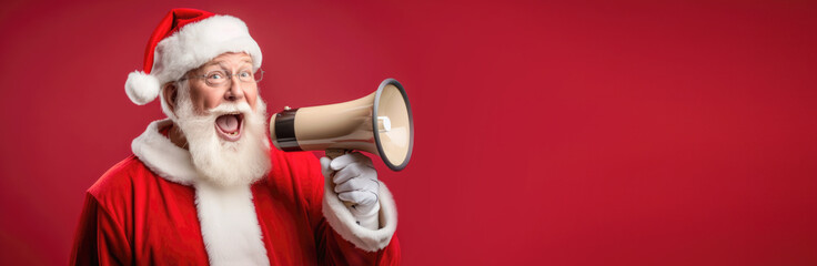 santa claus speak on a red background	