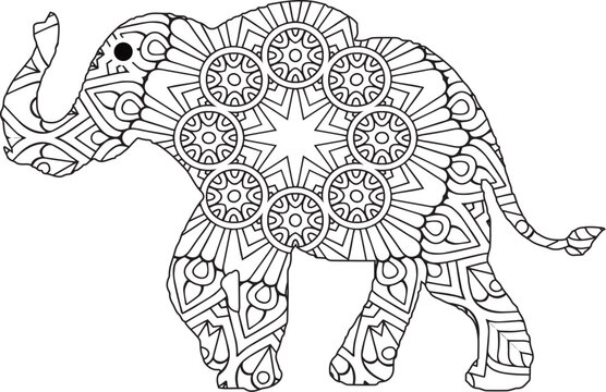 elephant mandala coloring page for adult