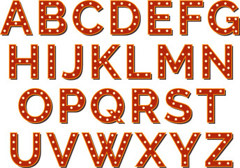Retro bulb letters. Vintage electric lamp font