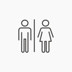 Wc, toilet door icon vector symbol. Men and women wc, toilet, bathroom icon vector symbol