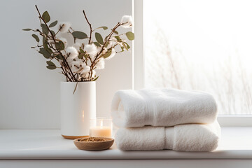 towels and candles,  spa banner