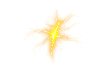 Lightning flash electric shock effect isolated on transparent background