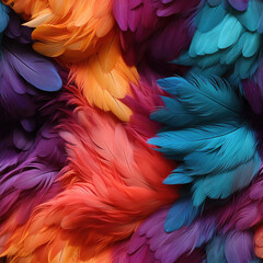 Obraz premium Colorful feathers, seamless repeat pattern