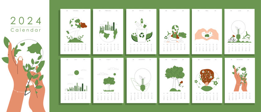 Eco calendar 2024, ecology, biology