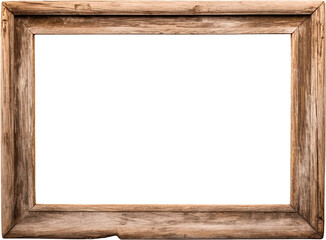Wooden photo frame isolated on transparent background - obrazy, fototapety, plakaty