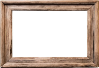 Wooden photo frame isolated on transparent background