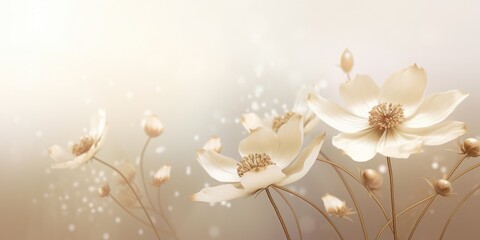 Beautiful abstract beige and white imisty morning photo floral design background banner. beautiful Generative AI AIG32